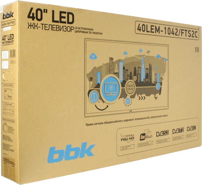 40" LED ЖК телевизор BBK 40LEM-1042/FTS2C (1920x1080,  HDMI, USB, DVB-T2)
