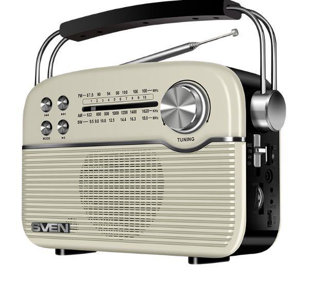 SVEN <SRP-500 White> Радиоприёмник (3W, FM/AM/SW,  USB,  SD/microSD,  BT, Li-Ion)