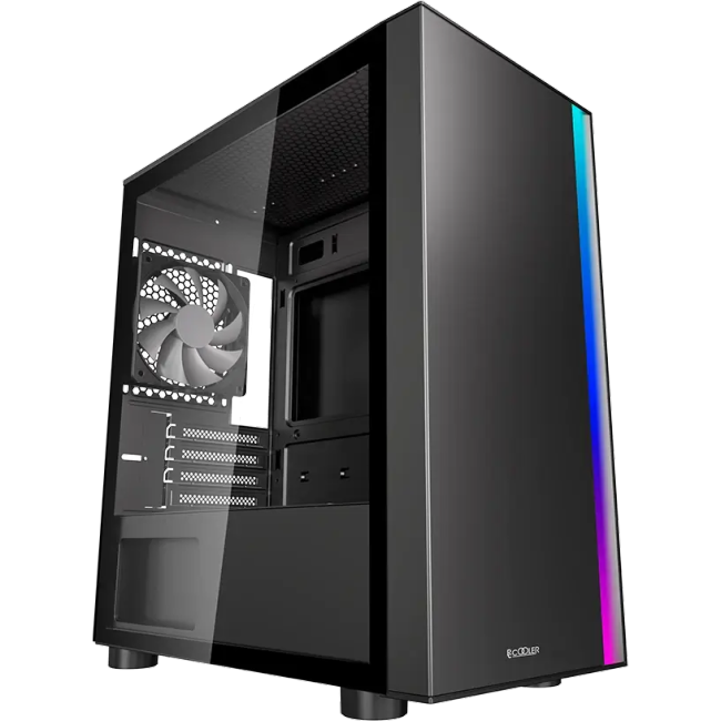 PcCooler LM300 ARGB BK Корпус без блока питания/ PCCOOLER LM300 ARGB BK, Flat Mid Tower, Black, TG, 0.45 SPCC, 1x120mm