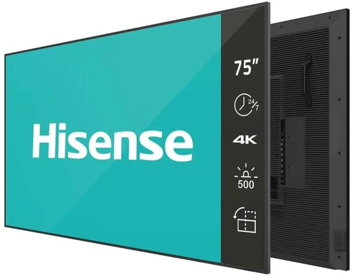 Панель Hisense 75" 75DM66D черный LED 8ms 16:9 HDMI M/M матовая 1200:1 500cd 178гр/178гр 3840x2160  DP  4K  USB 29кг