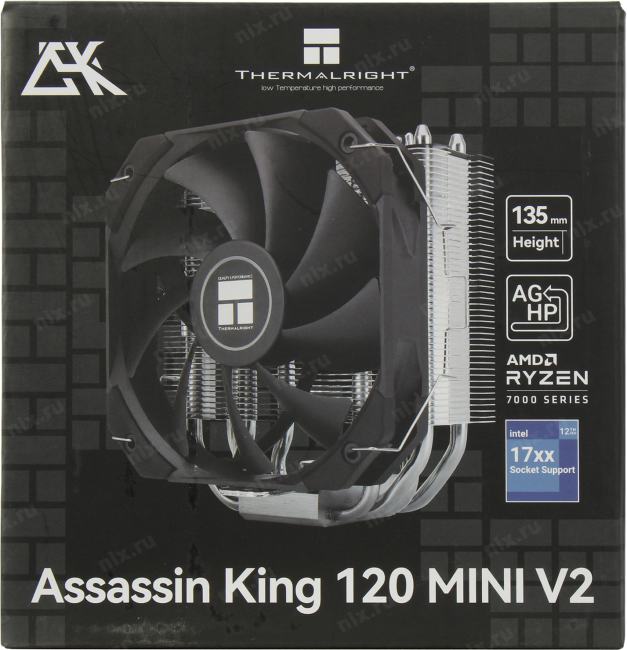 Thermalright Assassin King 120 MINI V2 (4пин,  115x/1200/1700/AM4/AM5,  25.6дБ,  1500 об/мин,Al+тепл.трубки)