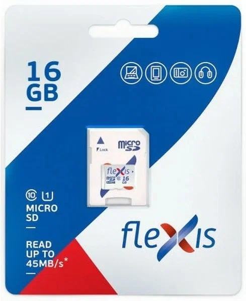 Flexis FMSD016GU1A Карта памяти microSDHC 16GB UHS-I Class 10 U1,  c адаптером, Flexis