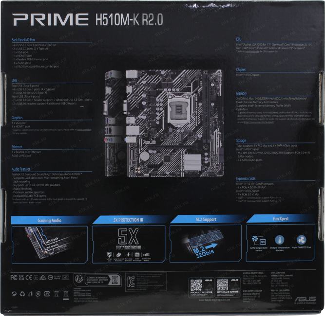 ASUS PRIME H510M-K R2.0 (RTL) LGA1200 <H470> PCI-E Dsub+HDMI GbLAN  SATA MicroATX 2DDR4