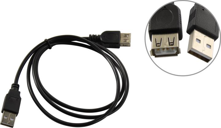 ExeGate <EX-CC-USB2-AMAF-1.0> Кабель удлинительный USB 2.0  A-->A 1м <EX294742RUS>