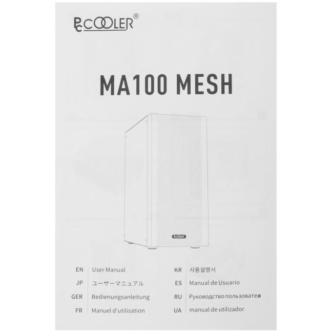 PcCooler MA100 MESH WH Корпус без блока питания/ PCCOOLER MA100 MESH WH, Mesh Mid Tower, White, TG, 0.4  SPCC, 3x120mm A