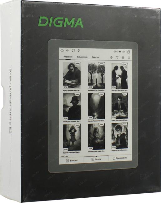 Digma E2 <L. Grey> (5.83", mono, 920x680,  FB2/EPUB/AZW3/MOBI/DJVU/DOC/PDF/TXT/CHM/JPG/BMP, microSDHC, USB)