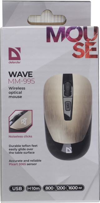 Defender Wave Wireless Optical Mouse <MM-995> (RTL)  USB 4btn+Roll <52994>