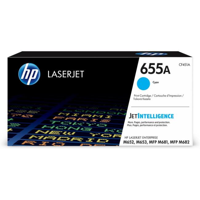 Тонер-картридж HP 655A Cyan для Color LJ Enterprise M652n/M652dn/M653dn/M653x/M681dh/M681f/M681z/M682z (10500 стр) ( CF451A )