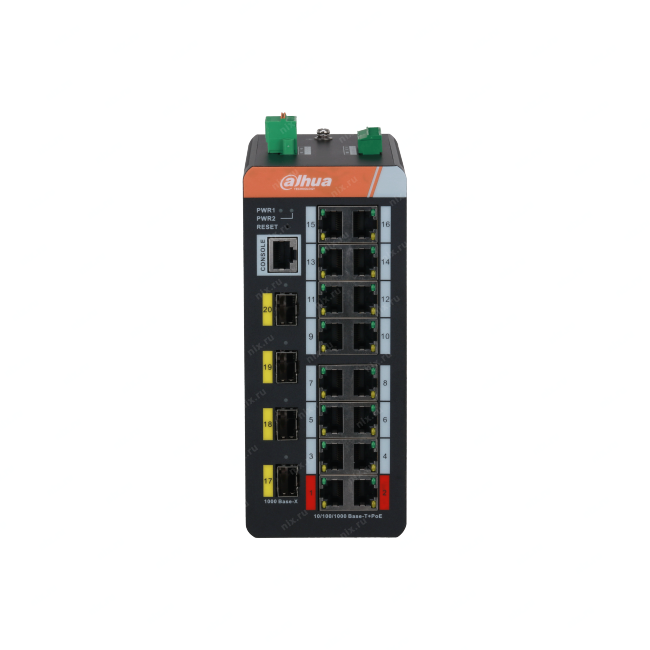 DAHUA DH-IS4420-16GT-240 20-портовый гигабитный управляемый коммутатор с PoE, промышленное исполнение,  16xRJ45 1Gb, 4xS