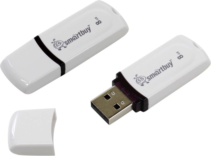 Флешка USB Внешний накопитель 8Gb USB <USB 2.0> Smartbuy Paean White (SB8GbPN-W)