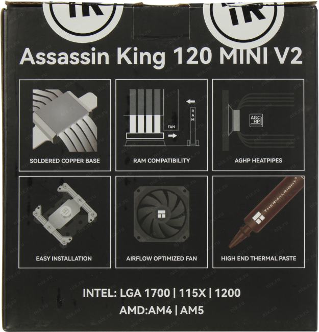 Thermalright Assassin King 120 MINI V2 (4пин,  115x/1200/1700/AM4/AM5,  25.6дБ,  1500 об/мин,Al+тепл.трубки)