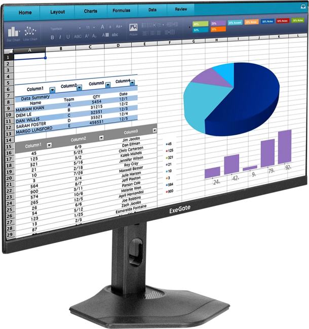 Монитор 23.8" ExeGate ProSmart EZ2400C {IPS 1920x1080 75Hz 3-5ms 16:9 250cd 1000:1 D-Sub, HDMI DisplayPort USB Speakers audio-out Pivot} [EX299032RUS]