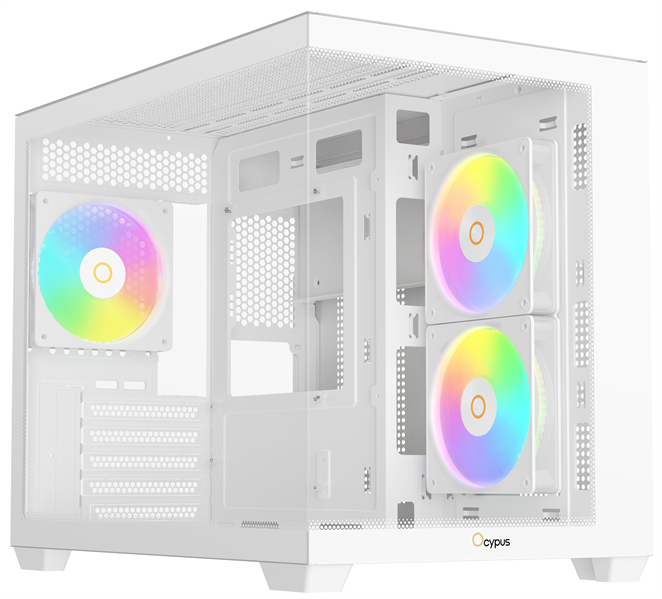Ocypus Gamma C54 WH ARGB, MATX, USB3.0*1+USB2.0*2, SIDE 2x120mm ARGB,  REAR 1x120mm ARGB