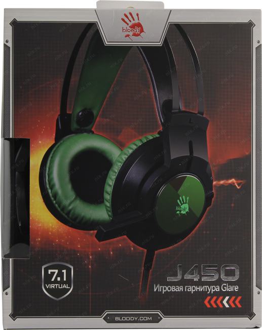 Наушники с микрофоном Bloody J450 Army Green (7.1, шнур 1.8м, USB, с  регулятором  громкости)