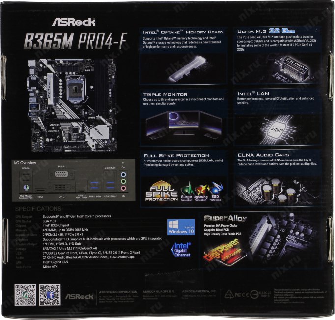 ASRock B365M PRO4-F (RTL) LGA1151 <B365> 2xPCI-E Dsub+DVI+HDMI GbLAN SATA  MicroATX  4DDR4