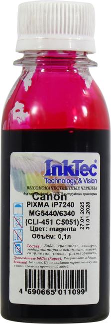 Чернила InkTec <CLI-451/C5051 Magenta 100мл> для  Canon PIXMA iP7240/MG5440/6340
