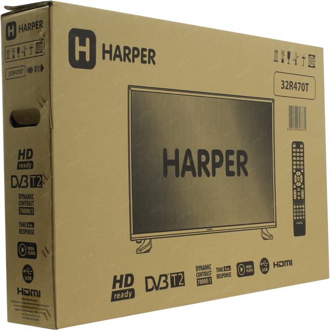 32"    ЖК телевизор HARPER 32R470T (1366x768,  HDMI, USB, DVB-T2)
