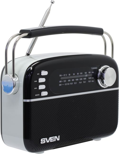 SVEN <SRP-505 Black> Радиоприёмник (3W, FM/AM/SW, Bluetooth,  USB, microSD, Li-Ion)