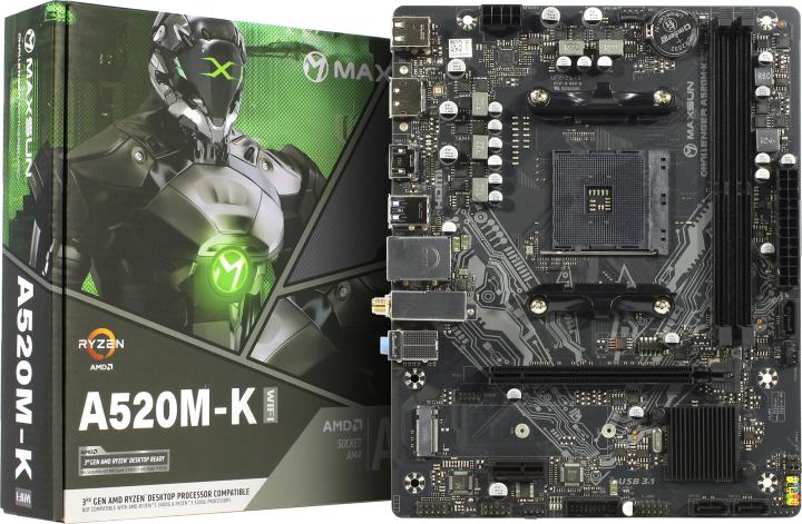 MAXSUN MS-Challenger A520M-K WIFI (RTL) AM4 <A520> PCI-E HDMI+DP  GbLAN  SATA+WiFi  MicroATX 2DDR4