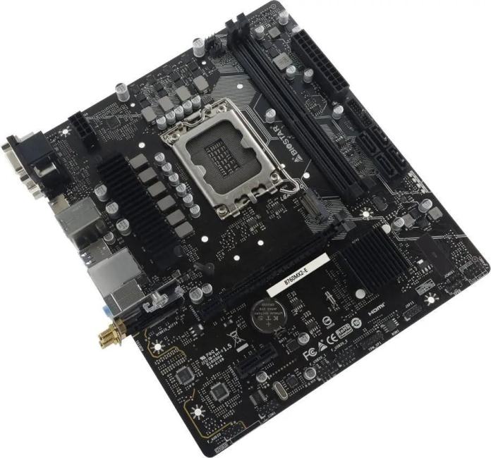 Материнская плата Biostar B760MX2-E Soc-1700 Intel B760 2xDDR5 mATX AC`97  8ch(7.1) 2.5Gg RAID+VGA+DVI+HDMI