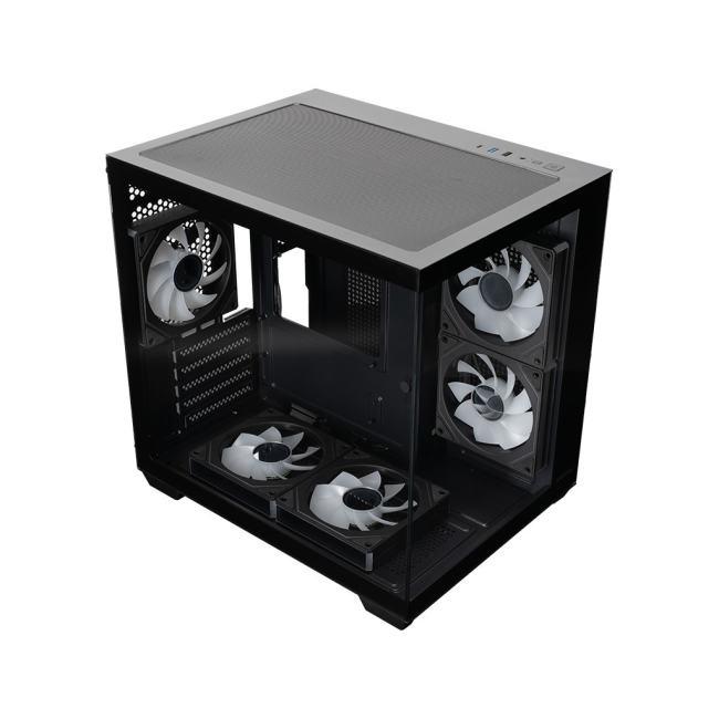 QW400M-5FM12A-C6-AC XASTRA QW400M 5ARGB-C6-AC Black mATX/Aquarium/Screewless/5x120mm ARGB PWM FM  fans/Argb+PWM HUB 6por