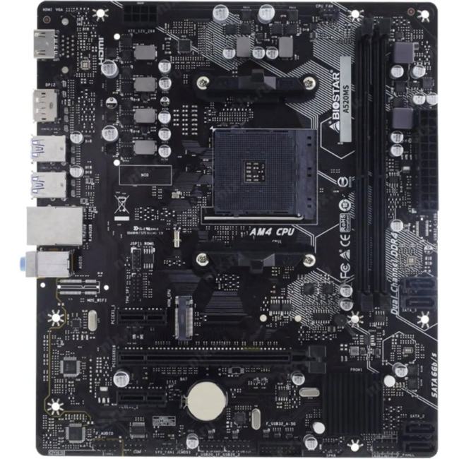 Материнская плата Biostar A520MS Soc-AM4 AMD A520 2xDDR4 mATX AC`97  8ch(7.1) GbLAN RAID+HDMI+DP