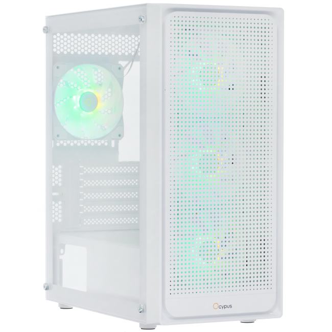 Ocypus Gamma-C50-WHG400XX-GL Корпус ПК без блока питания/ Case Ocypus Gamma C50 WH ARGB, Mini-Tower, TG,  4x120mm  ARGB,