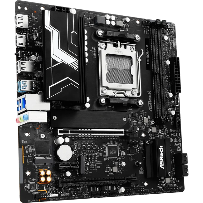 ASROCK B850M-X R2.0, AM5, B850, 2*DDR5, 4*SATA, 2*M.2, 2*USB 2.0, 3*USB 3.2, Type-C, 2*PCIx16,  1*M.2  (Key  E), HDMI+DP,
