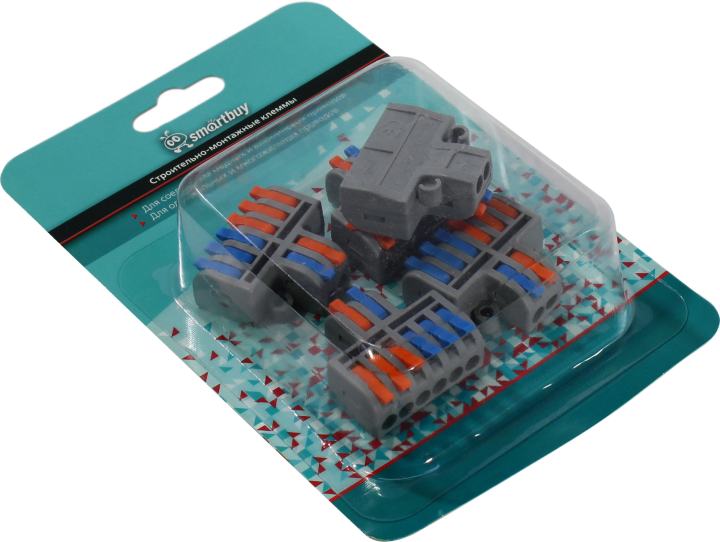 SmartBuy <SBE-cwcc-2-6-rp> Строительно-монтажные клеммы проходные 2-4, 8 контактов, 2 полюса  (5  шт)
