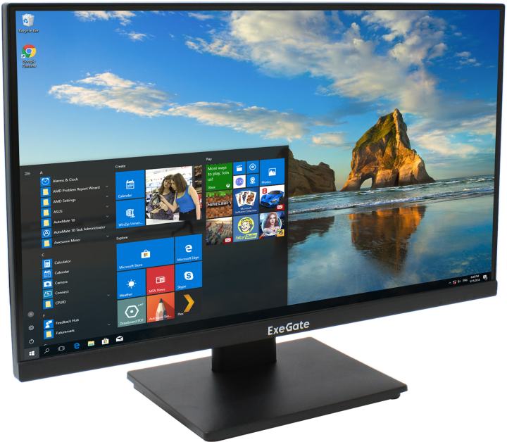 Монитор 23.8" ExeGate SuperView EA2400A IPS 1920x1080, 75 Гц, 5 мс, 16:9, 250 кд/м², HDMI 1.4, VGA, веб-камера (2 Мп), 3.5 мм, черный