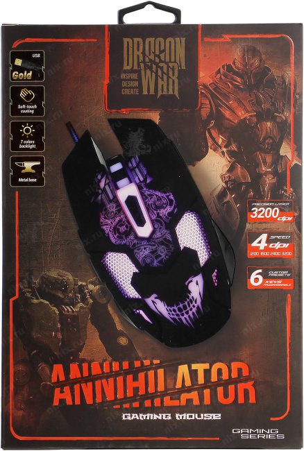 QUMO Gaming Optical Mouse <Annihilator M04>  (RTL)  USB  6btn+Roll <21348>