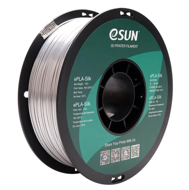 Катушка PLA+ пластика ESUN 1.75  мм  1кг.,  серебряная (PLA+175S1)