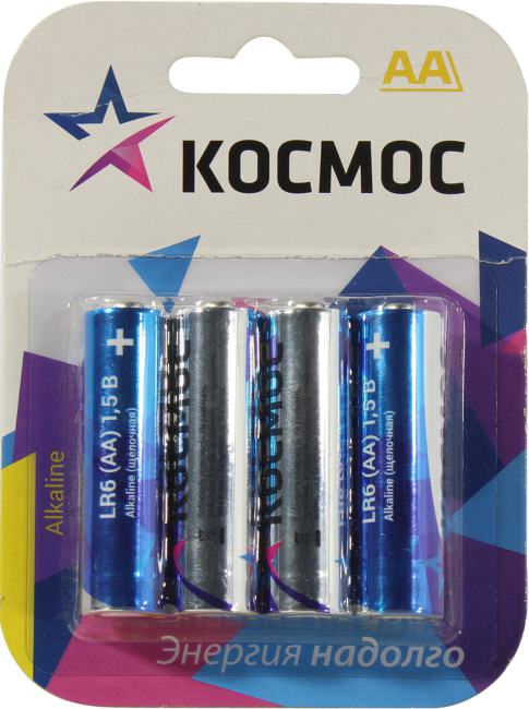 Космос <КОСLR64BL_classic>, Size "AA", 1.5V, щелочной (alkaline) <уп. 4 шт>
