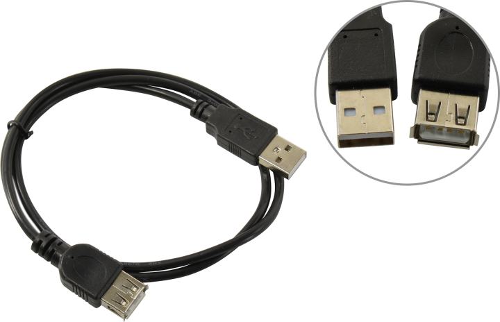 ExeGate <EX-CC-USB2-AMAF-0.75> Кабель удлинительный USB 2.0 A-->A  0.75м  <EX294741RUS>
