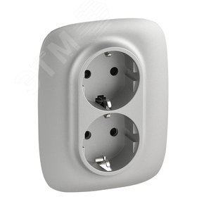 Розетка Legrand 753926 Valena ALLURE DIY, 2-ая с/з с защитными шторками,  безвинт.зажим,  алюминий