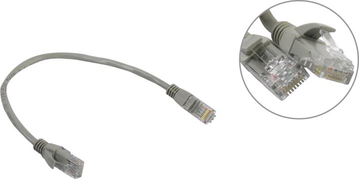 ExeGate <UTP-RJ45-RJ45-5e-0.3M-GY> Patch Cord UTP кат.5e,  0.3м, серый <EX258663RUS>