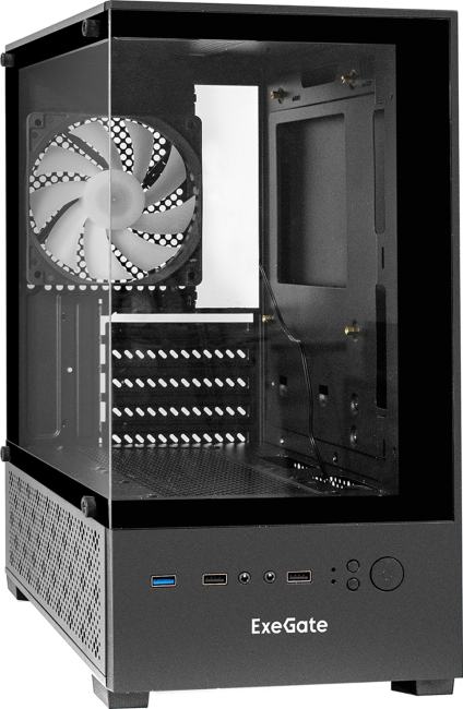 EX298753RUS Minitower ExeGate i3 SEA-NPX600 (mATX, БП 600NPX, 2*USB+1*USB3.0, HD аудио, черный, 1 вент.  12см  с  RGB подс