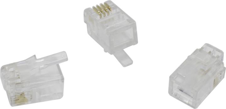 Exegate EX293762RUS Коннектор ExeGate PL11-4P4C-100 RJ-11 телефонный разъем (4P4C), золотое напыление (100шт)