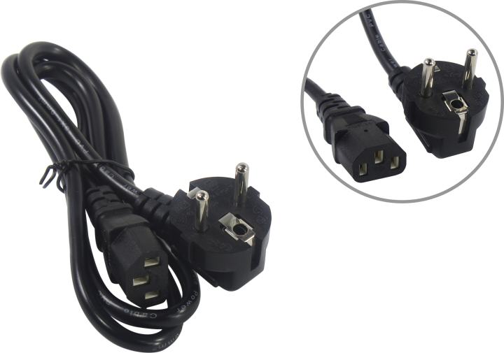 Exegate EX297794RUS Кабель питания Special PC-1S (Евровилка угловая Schuko->C13, 3*1.0mm2, CCA, черный, 1м)