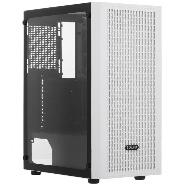Корпус без блока питания/ PCCOOLER MA100 MESH WH, Mesh Mid Tower, White, TG, 0.4 SPCC, no fans ATX, mATX, mITX 160/310/180mm 2×2.5″, 2×3.5″, 7xPCI 1xUSB-A 3.0, 2xUSB-A 2.0 360x200x446mm