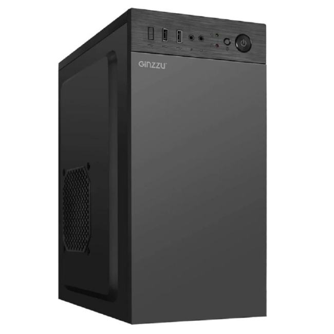 Корпус mATX Ginzzu B400, mATX, 2xUSB 2.0, черный,без БП, без вентиляторов (Ginzzu B400)
