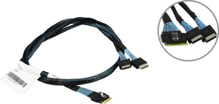 Кабель Amphenol RSL74-6658 Slimline SASx8 (SFF8654) -to- 2x OCuLink x4 (SFF8611), 1M, (аналог Broadcom 05-60001-00) {100}