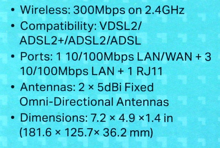 TP-LINK <TD-W9960> Wireless VDSL/ADSL2+ Modem Router (3UTP 100Mbps,  1WAN/LAN, RJ11, 3x5dBi)