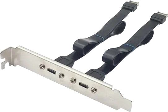 KS-882 Планка USB-C x 2 выносная полнопрофильная  KS-is  (KS-882)  10Gbps, 50см