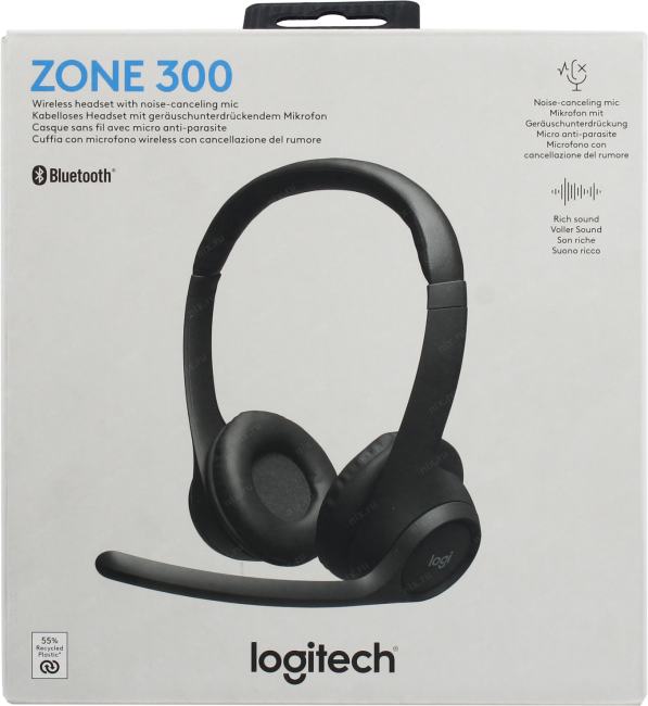 Logitech Zone 300 <981-001407> (гарнитура, Bluetooth,  с рег. громкости)