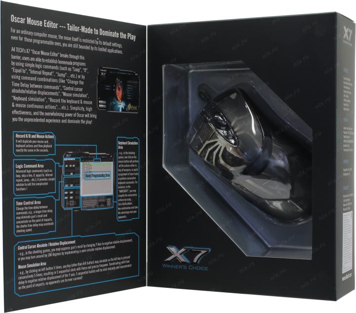A4Tech Game Laser Mouse <XL-747H-Brown>  (3600dpi)  (RTL)  USB 7but+Roll
