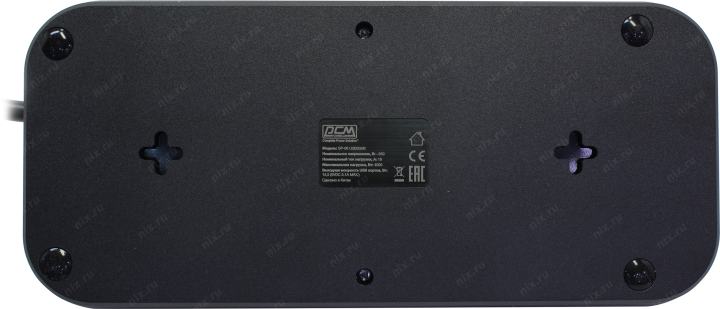 Сетевой фильтр PowerCom SP-08 USB03AB Black <1.8м> 8  розеток,  3xUSB