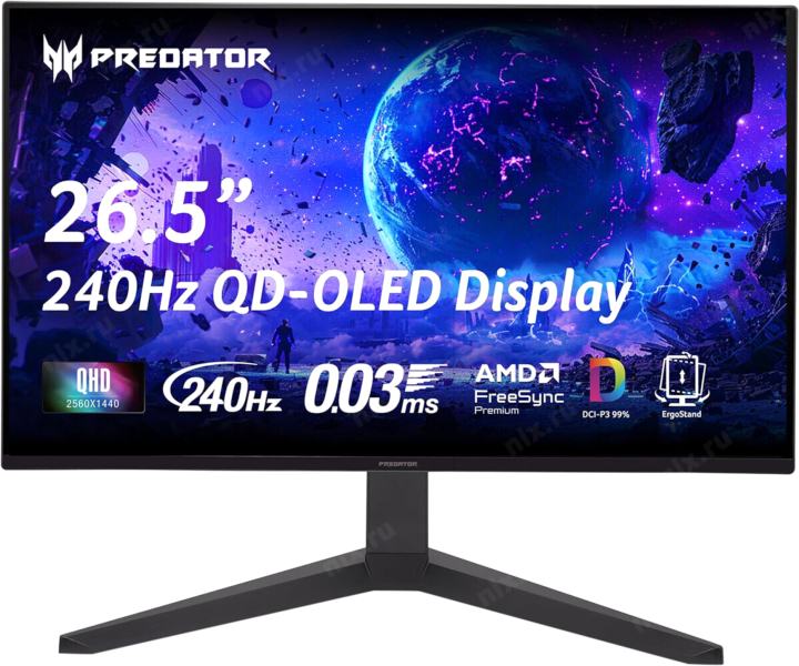 UM.GXXCD.103 Acer Predator 26,5'' X27UW1bmiipprx, 16:9, QD-OLED, QHD, 0,03ms, 200cd, 240Hz, HDMI,  2xDP, SPK, HAS