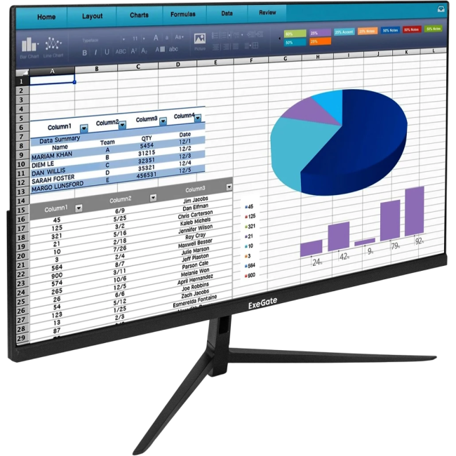 Монитор 23.8" ExeGate EH2407A ProSmart черный (IPS, 1920x1080, 250 cd/m?, 5 ms, 100 Гц, 178°/178°, 1000:1, D-Sub, HDMI, DP, VESA, Speakers 2x3W) EX299033RUS