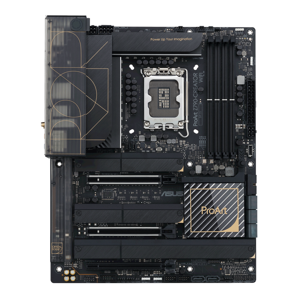 Материнская плата ASUS ProArt Z790-Creator WiFi, LGA 1700, Intel Z790, 4xDDR5, 8xSATA, 4xM.2, 1xPCIe 4.0 x4, 1xPCIe 5.0 x8, 1xPCIe 5.0 x16, 2xUSB-C Thunderbolt 4, 1xHDMI, 2xUSB-C, 2x 10Gb LAN, 6xUSB-A 3.2 Gen 2, 5x3.5 мм, 7.1, ATX